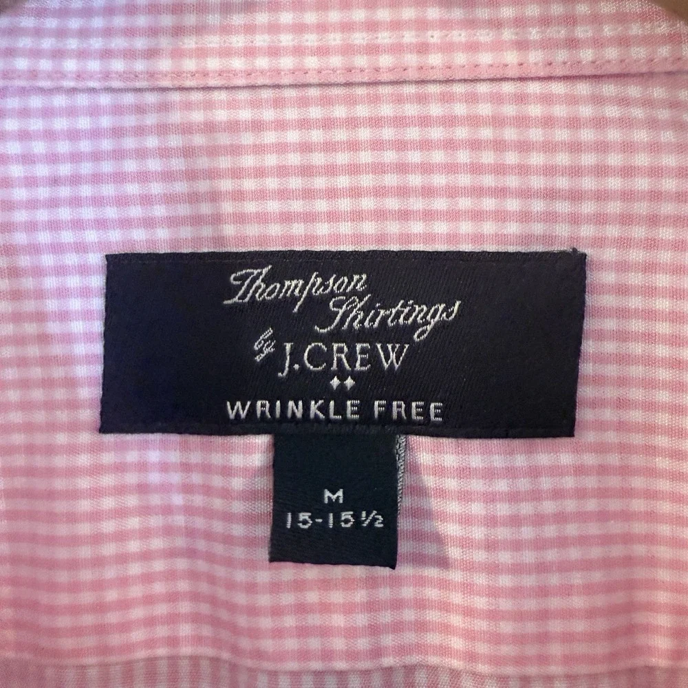 J. Crew Thompson Shirt Mens 15-15.5 Pink‎ Gingham Check Button Up 80s Two Ply